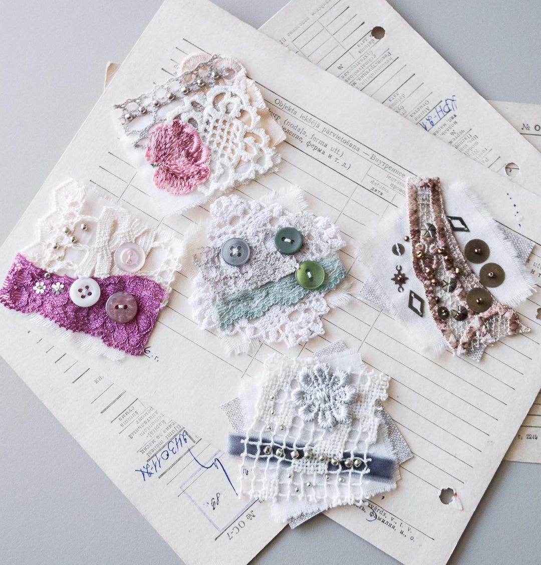 Snippets Clusters Junk Journal Embellishments Ephemera Beaded Fabric ...