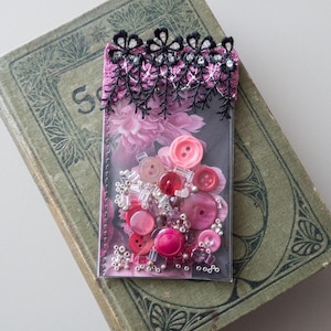 Shaker tag Junk journal Ephemera Floral Peonies Moody maximalism vibe Embellishment Accessory Mixed media tag OOAK