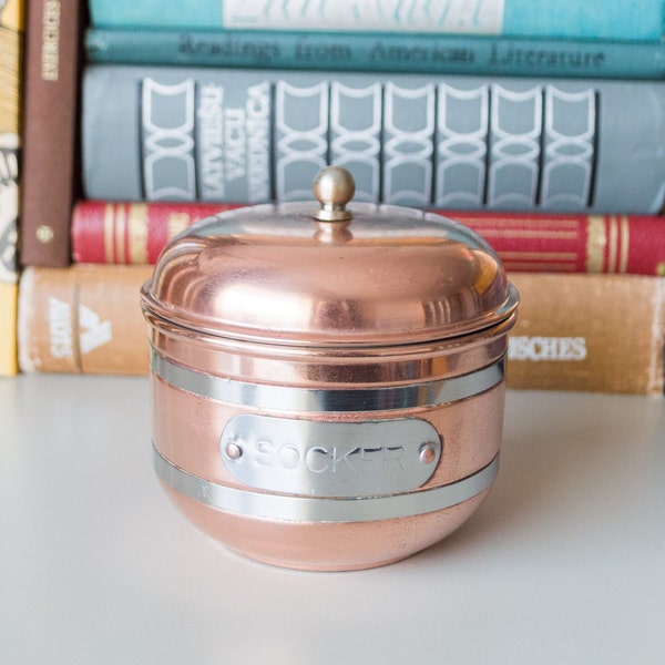 Copper sugar bowl Canister Dorre Sweden Food photo prop