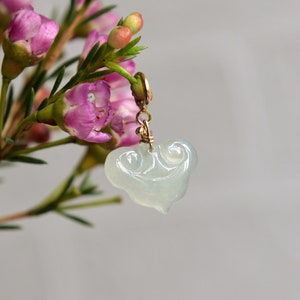 Natural Type A Jadeite Jade Bear Heart Hanfu 14K gold filled spring clasp small size charm \u201cbracelet not included\u201d Ready to shipstyle1585
