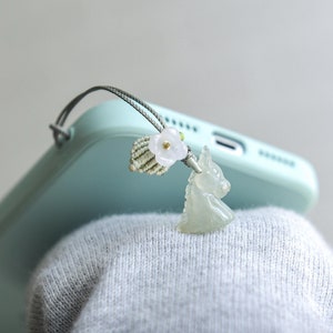 Natural Type A Burma Jadeite Jade Unicorn Hanging Bag charms/Mobile phone charms/Ready to ship/style3045