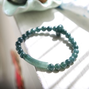 Natural Type A Guatemala Jadeite Jade Elastic beaded bracelet. Traditional Chinese art/Ready to ship/style3033