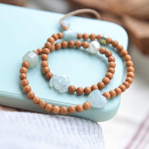 Natural Type A Burma Jadeite Jade & Olive Nut Beads hanging Mobile phone charm/Bag charm/Ready to ship/style3243