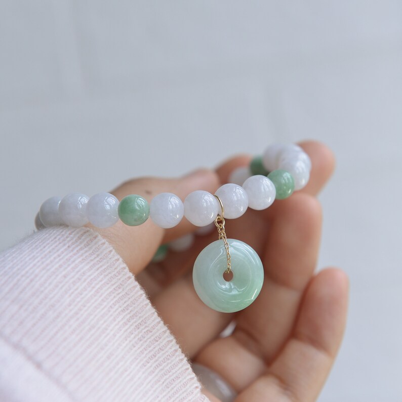 Natural Type A Jadeite Jade beaded Elastic bracelet Traditional Chinese artReady to shipstyle962