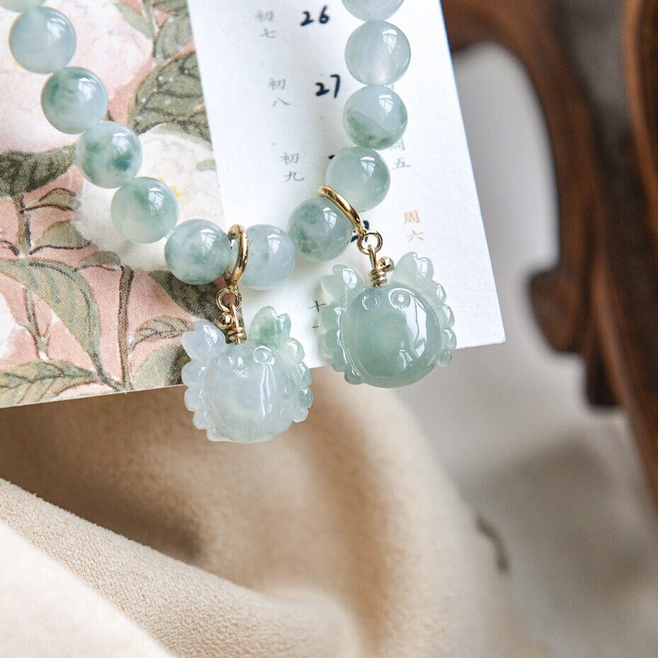 Natural Type A Burma Jadeite Jade Crab 14K Gold Filled