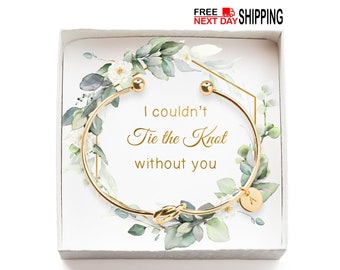 Tie the Knot Bracelet for Bridal Party, Gift for Bridesmaid Proposal, I can't tie the knot without you, Maid of Honor Gift Box