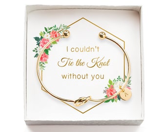 Gift for Bridesmaid Proposal, Tie the Knot Bracelet for Bridal Party, I couldn't tie the knot without you, Maid of Honor Gift Box