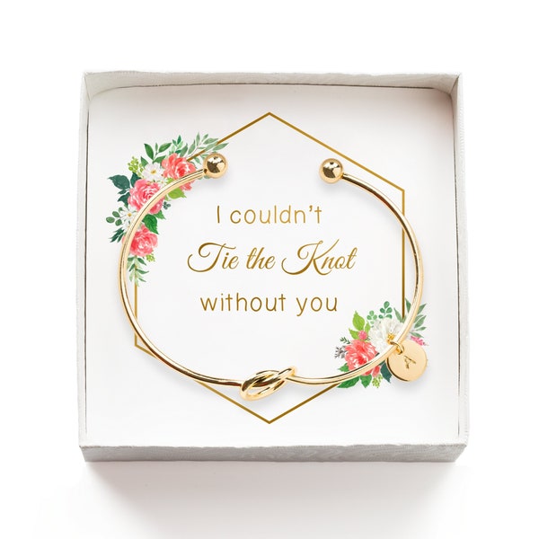Gift for Bridesmaid Proposal, Tie the Knot Bracelet for Bridal Party, I couldn't tie the knot without you, Maid of Honor Gift Box