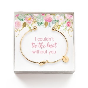Bridesmaid Personalized Gift, Initial Bracelet Gift, Bridesmaid Bracelet, Bridesmaid Jewelry, Tie the Knot Bracelet, Maid of Honor Giftset