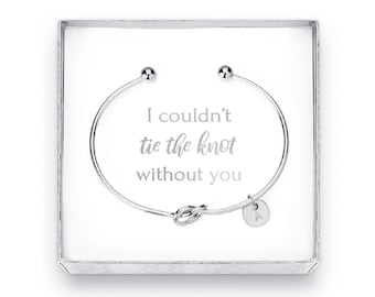 Regalo inicial personalizado de propuesta de dama de honor, regalo de dama de honor, ¿serás mi joyería de dama de honor, pulsera de nudo, regalo de dama de honor?