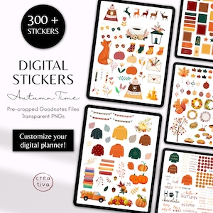 300+ digitale plannerstickers herfsttijd | September oktober november herfststickers Goodnotes Thanksgiving herfst digitale stickerset