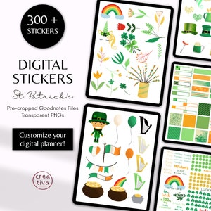 St. Patrick's Day Digital Stickers: 300+ Precropped Goodnotes PNGs