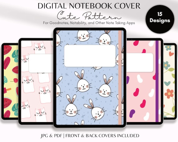 15 Cute Pattern Digital Notebook Covers Cute Planner Covers Colorful Fun Goodnotes Cover IPad & Tablet Digital Journal Digital Planner Cover