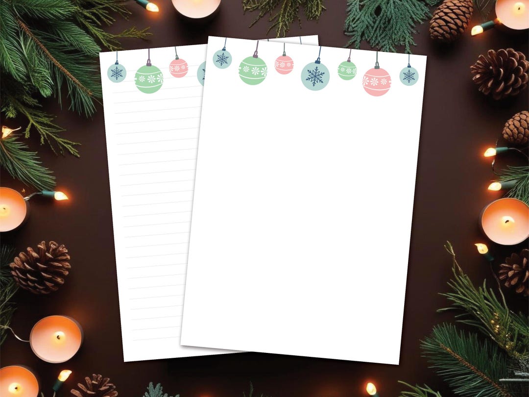 Printable Christmas Stationery Digital Download Holiday Writing Paper ...