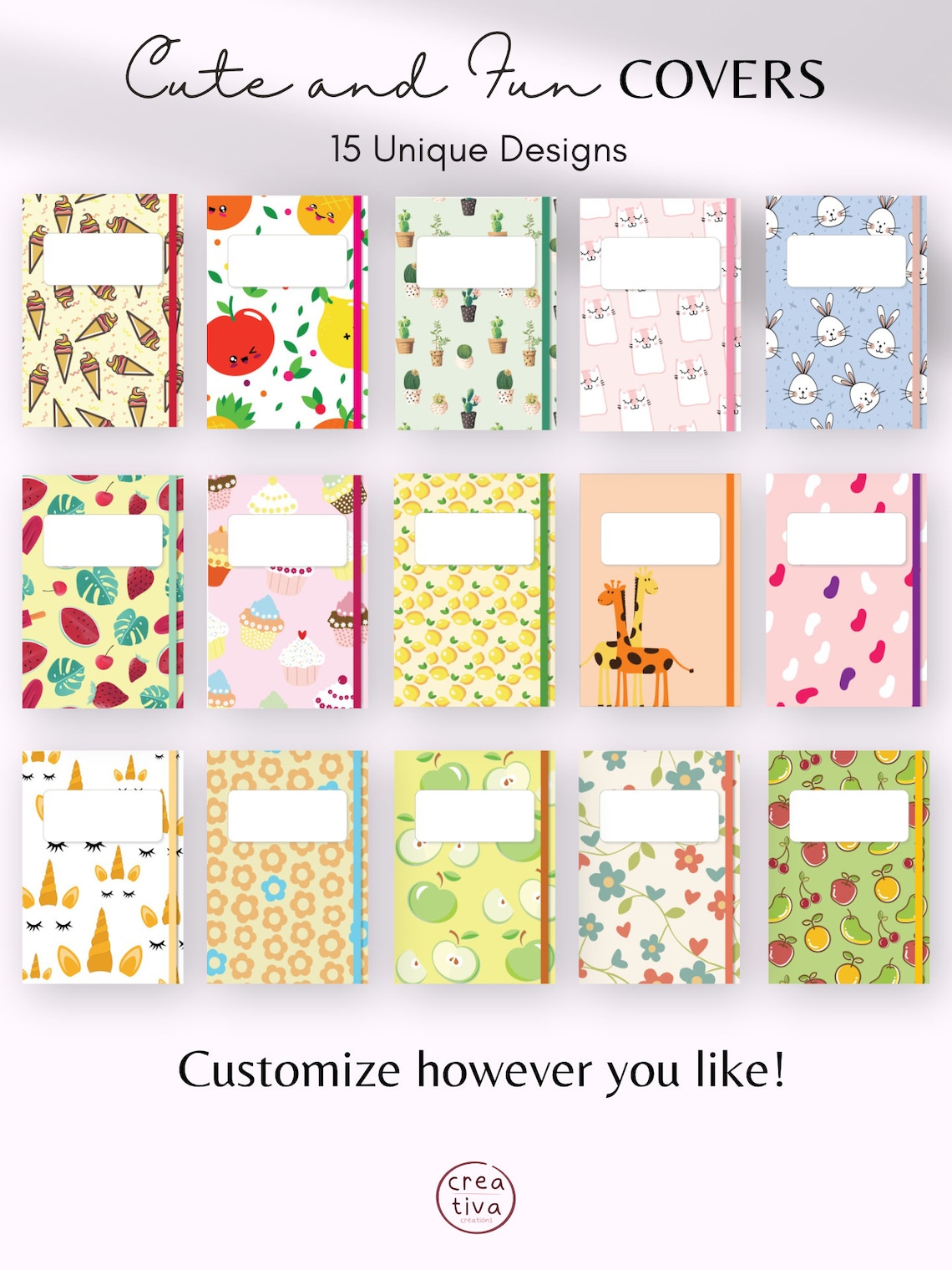15 Cute Pattern Digital Notebook Covers Cute Planner Covers Colorful ...