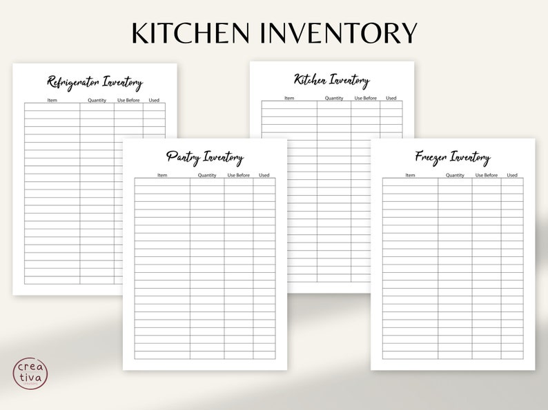Meal Planner Printable Grocery List | Recipe Book | Kitchen Inventory ...