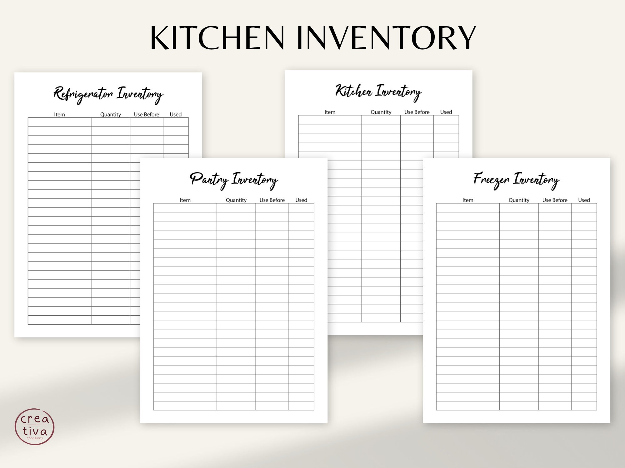 Meal Planner Printable Grocery List | Recipe Book | Kitchen Inventory ...