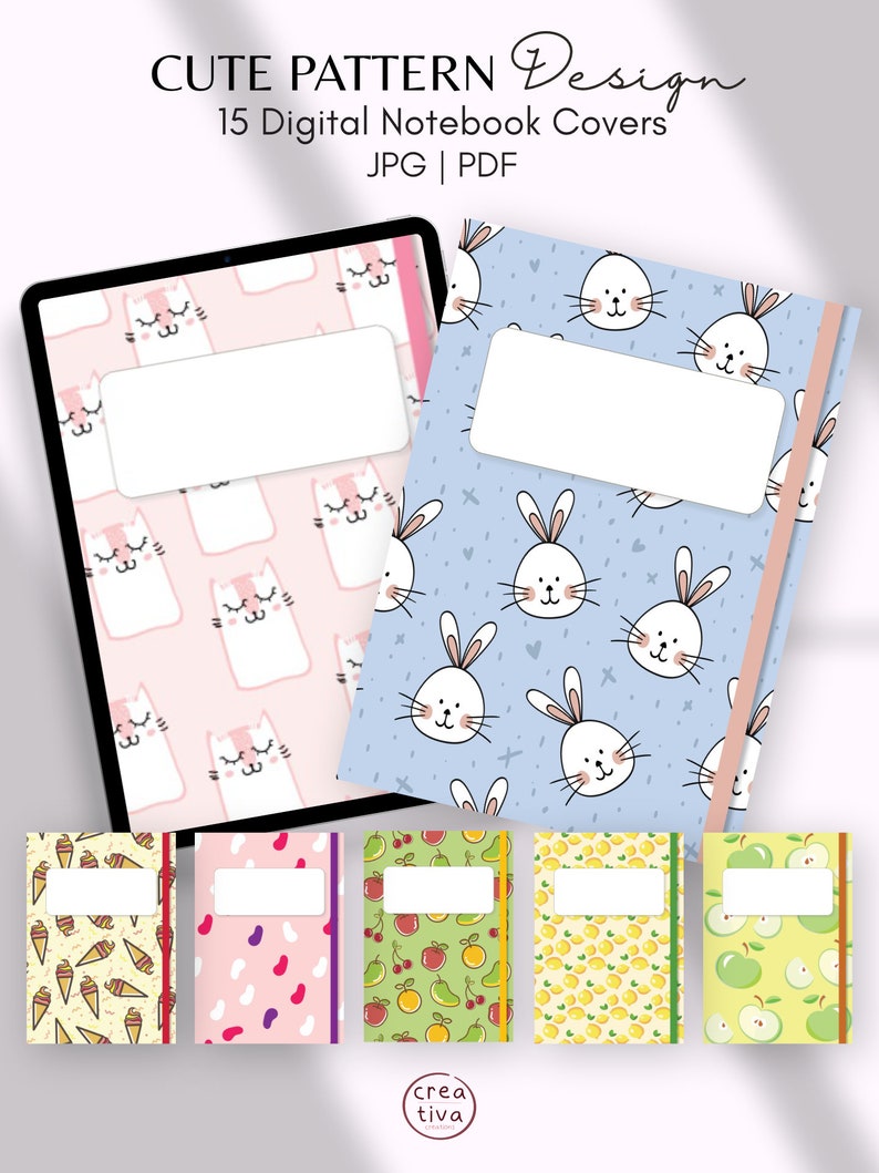 15 Cute Pattern Digital Notebook Covers Cute Planner Covers Colorful ...