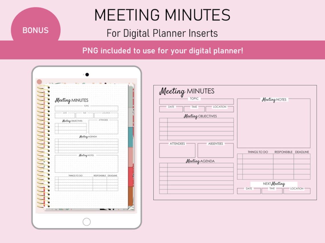 Meeting Minutes Printable Meeting Notes Meeting Agenda Etsy