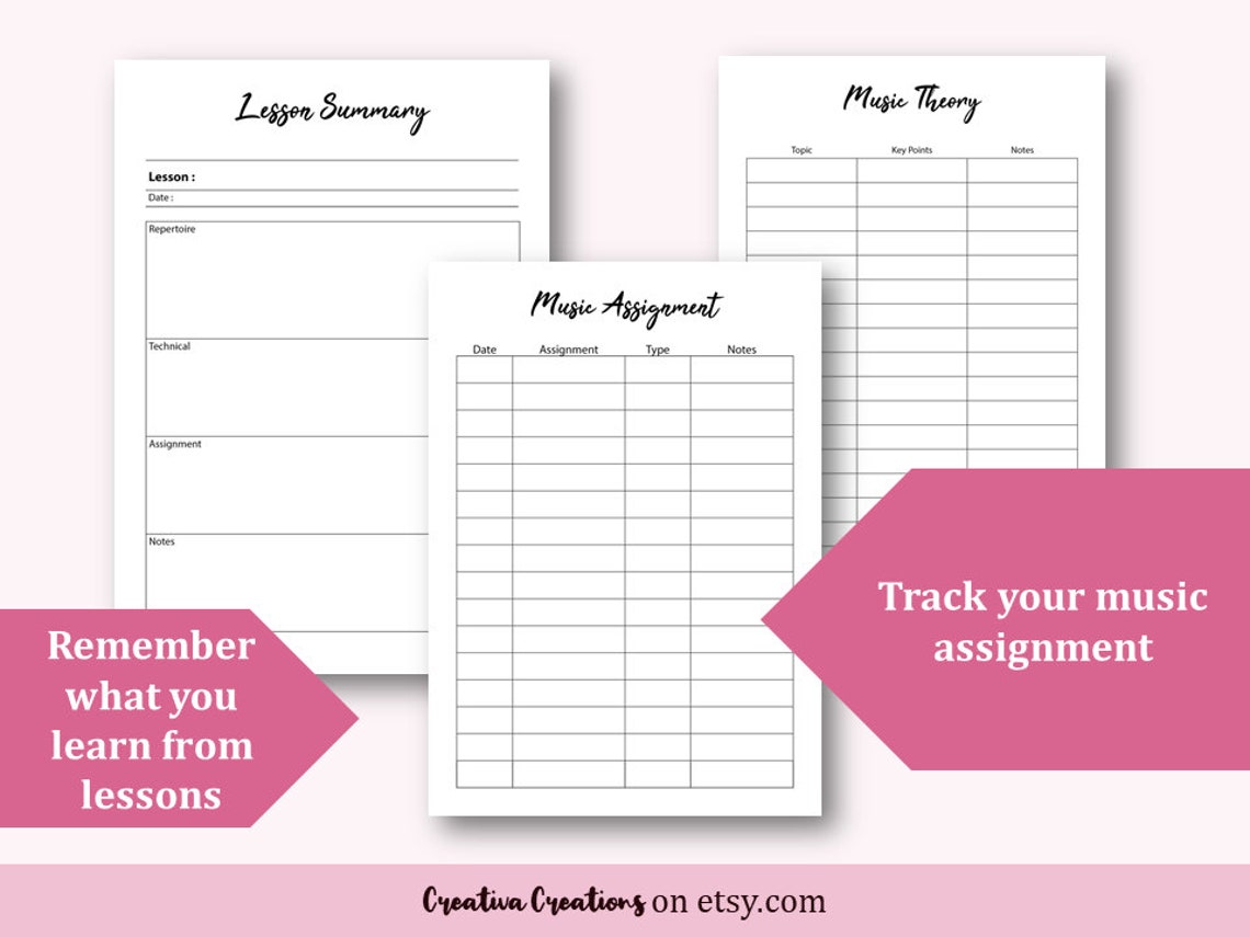 Music Practice Planner Printable Musician Journal Piano Etsy