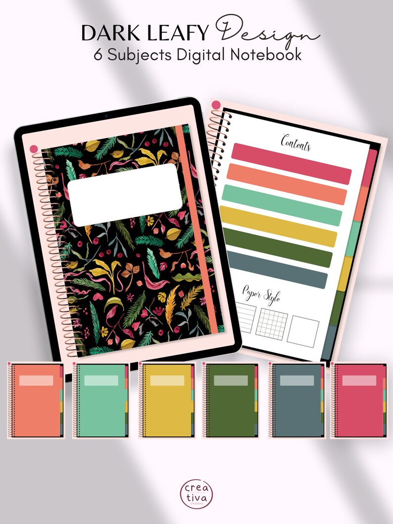6 Subjects Hyperlinked Digital Notebook Goodnotes | Beautiful Digital ...