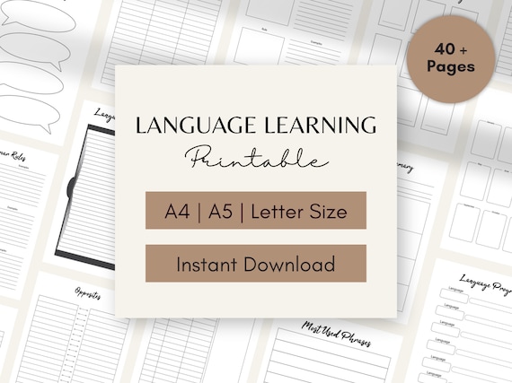 Language Study Planner Printable: Foreign Language Learning Journal (Digital Download)