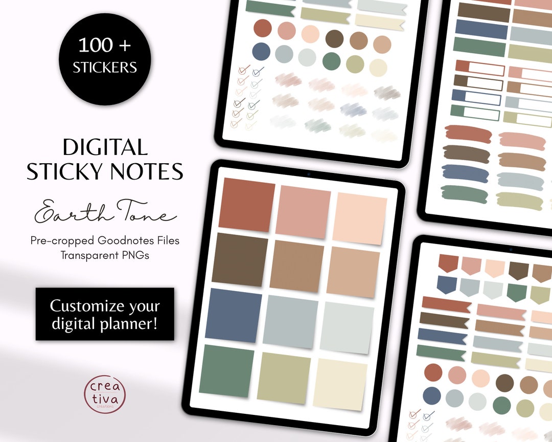 Earth Tone Digital Sticky Notes: Goodnotes Planner Stickers (PNG) - Etsy