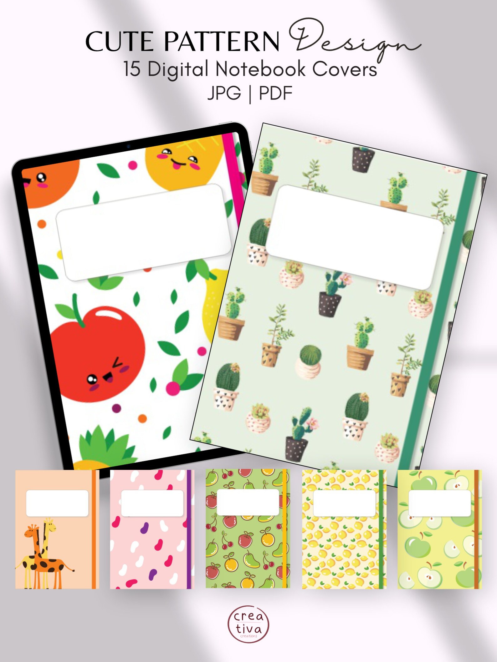 15 Cute Pattern Digital Notebook Covers Cute Planner Covers Colorful ...