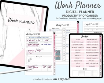 Digitale werkplanner voor Goodnotes: vergadernotities, projectplanner (pdf)