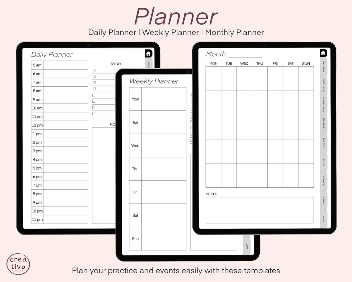 Digital Music Practice Planner New Goodnotes Hyperlinked iPad Digital