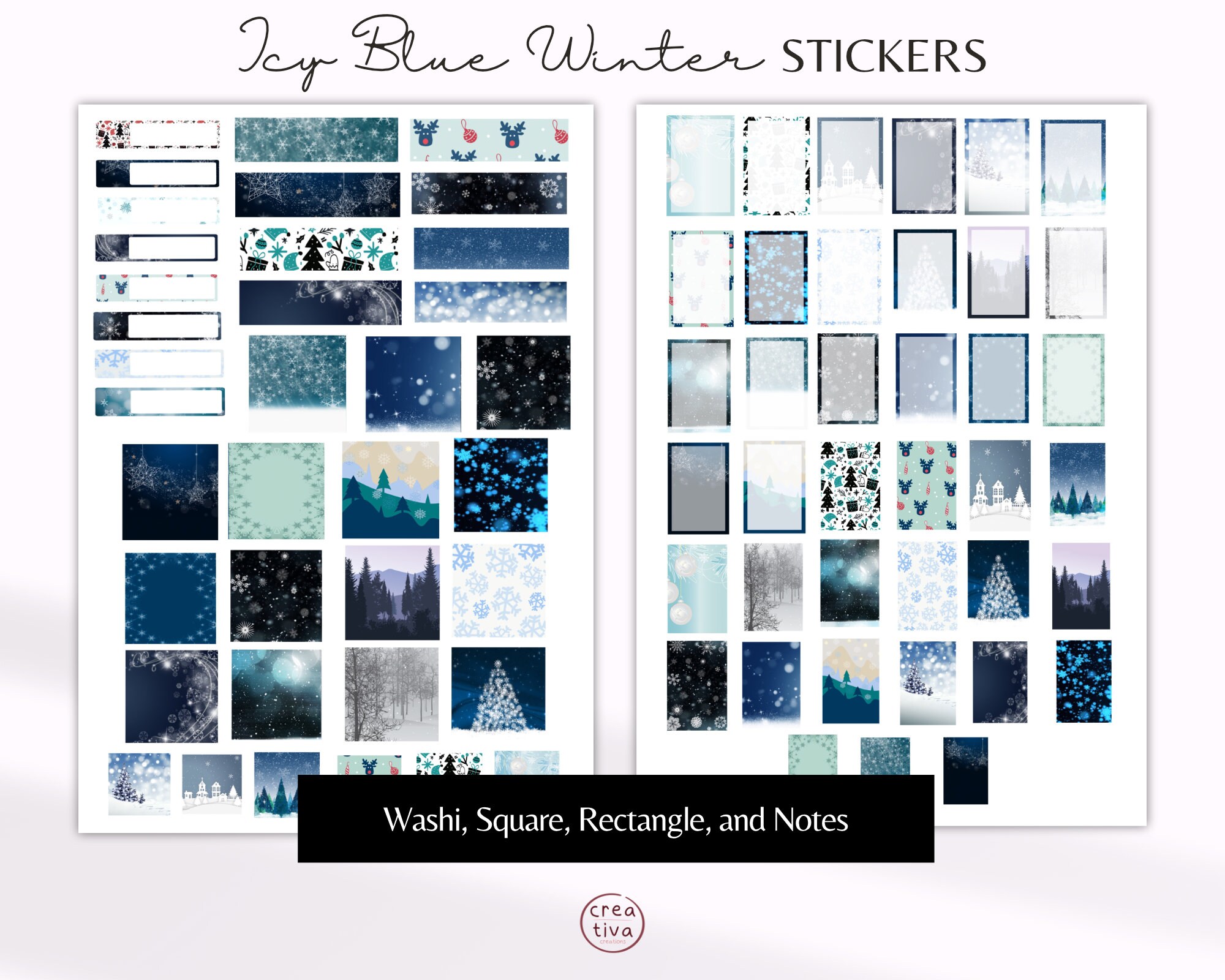 Winter Digital Stickers Pack | Icy Blue PNG Planner Stickers for ...