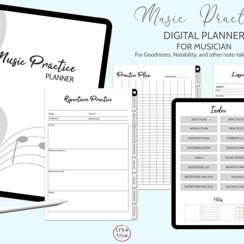 Music Practice Planner Printable Musician Journal Piano Etsy