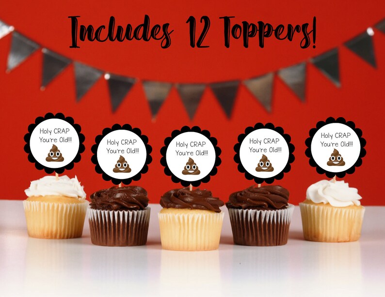 Over The Hill Cupcake Toppers Birthday Cupcake Toppers Etsy