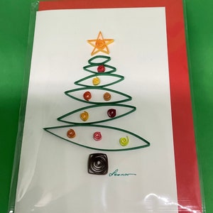 Sapin de Noël, carte de vœux Noël, papier roulé ou quilling, fait main 3D, belles couleurs, original, créatif, épuré, différent image 5