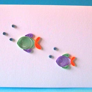 Vis, wenskaart voor elke gelegenheid, 3 mm gerold of quillingpapier, handgemaakt, prachtige kleuren, origineel, creatief, verfijnd