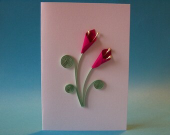 Arôme fleur, carte de vœux pour toute occasion, papier de 3mm roulé ou quilling, fait main, belles couleurs, original, créatif, épuré