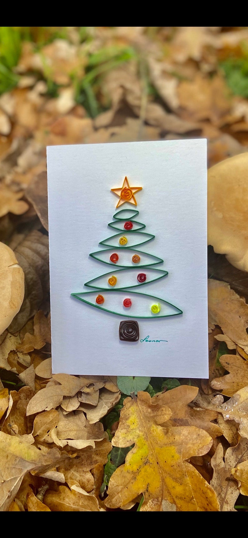 Sapin de Noël, carte de vœux Noël, papier roulé ou quilling, fait main 3D, belles couleurs, original, créatif, épuré, différent image 7