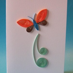 Papillon, carte de vœux pour toute occasion, papier de 3mm roulé ou quilling, fait main, belles couleurs, original, créatif, épuré