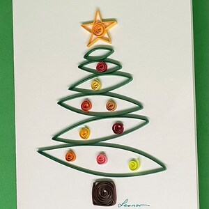 Sapin de Noël, carte de vœux Noël, papier roulé ou quilling, fait main 3D, belles couleurs, original, créatif, épuré, différent image 6