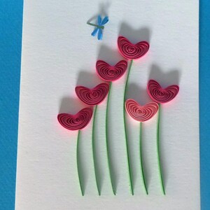 Fleurs du printemps, carte de vœux pour toute occasion, papier de 3mm, quilling, fait main, belles couleurs, original, créatif, épuré