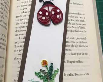 Marque page, Coccinelle, quilling, 3D