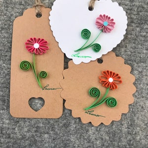 3 tarjetas de regalo pequeñas, papel enrollado o quilling, hecho a mano 3D
