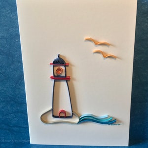 Vuurtoren, wenskaart voor elke gelegenheid, opgerold papier of quilling, handgemaakt 3D (3 mm papier), prachtige kleuren, origineel, creatief, verfijnd