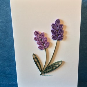 Lavande, carte de vœux pour toute occasion, papier de 3mm roulé ou quilling, fait main, belles couleurs, original, créatif, épuré
