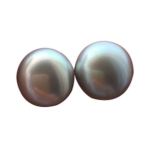 Freshwater Light Grey Pearl Stud Earrings