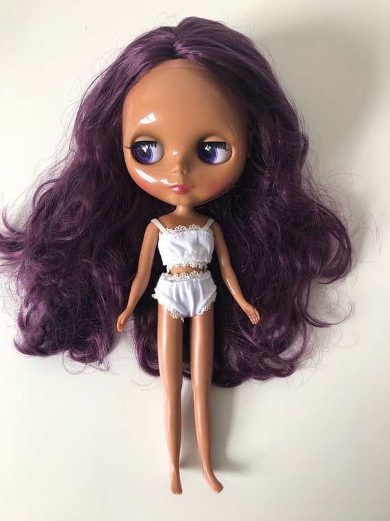 Blythe Doll Long Purple Hair Darker Skin
