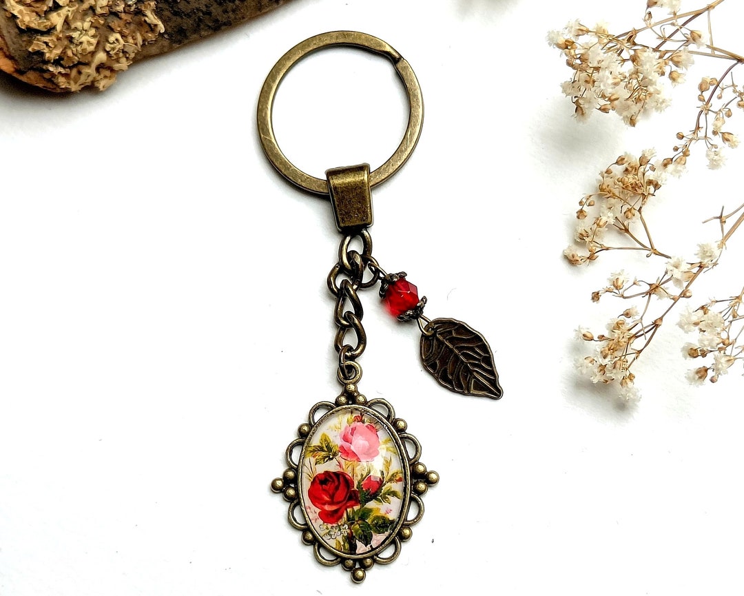 Old Style Key Rings Vintage Style Key Ring With Floral Pattern, Original Multi-colored Key ...