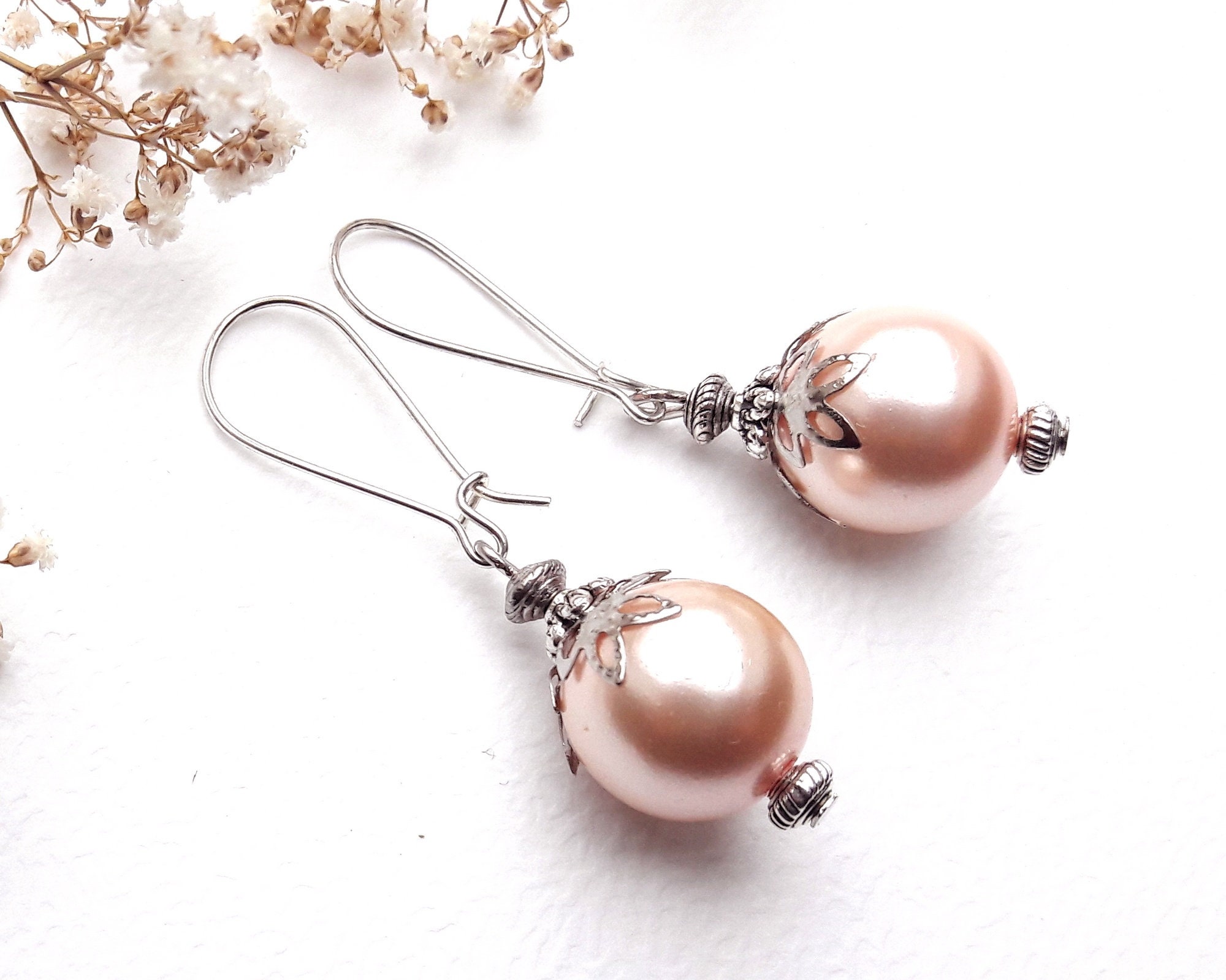 Boucles D'oreilles Pendantes Rondes Ajourées Rose Nacré Et Turquoise - Alliage - Sans Marque