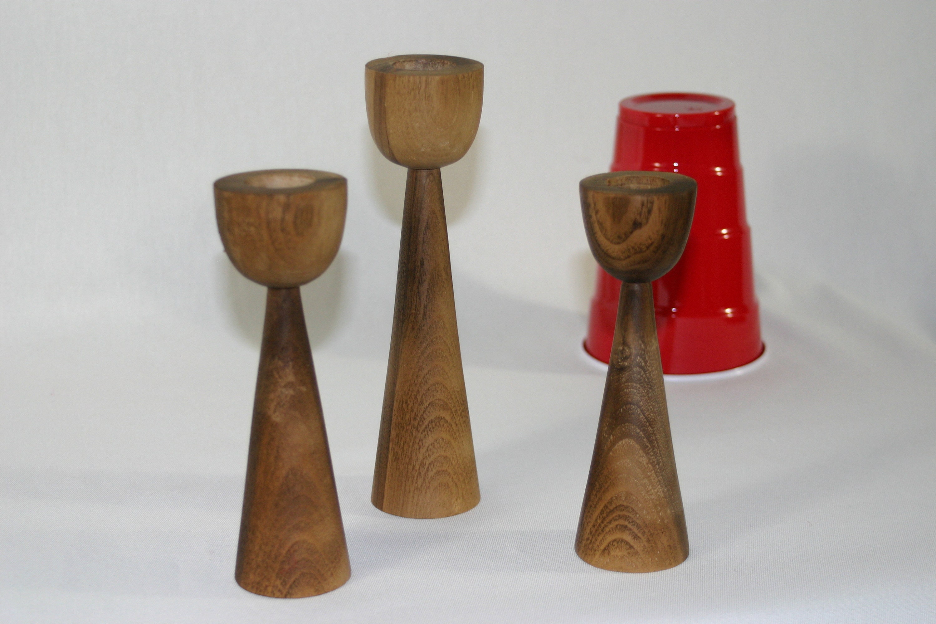 Conjunto de 3 soportes de velas modernas de madera de nogal de | Etsy