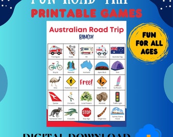 Bingo de viajes por carretera en Australia: Juego de viaje para niños (Descarga PDF)